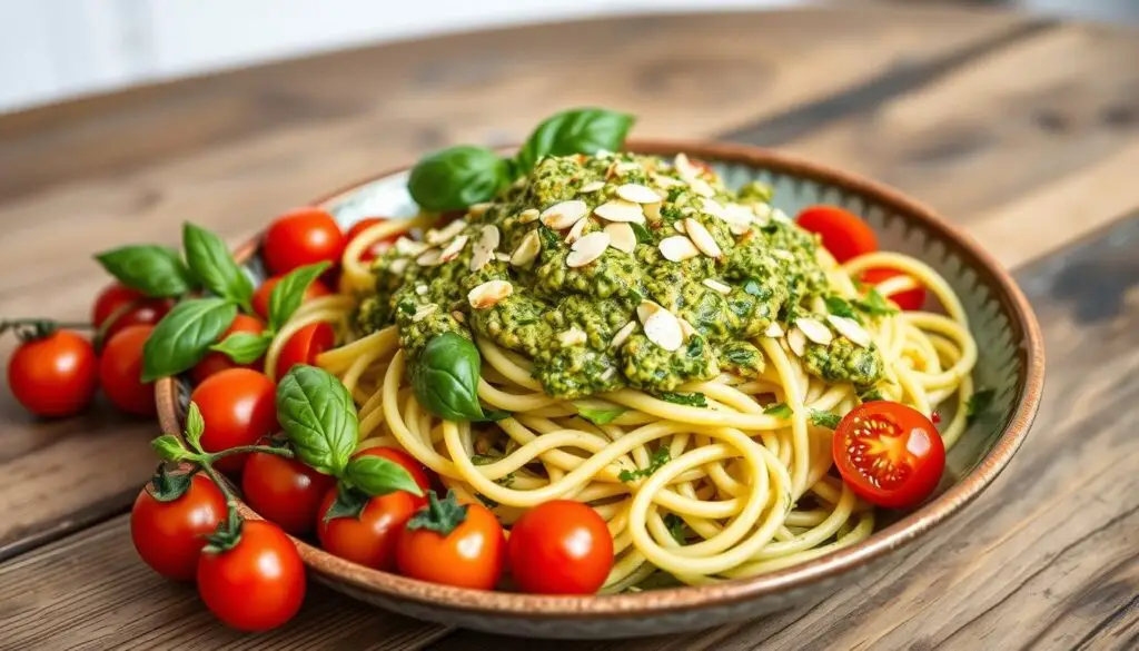 zucchini noodles with pesto